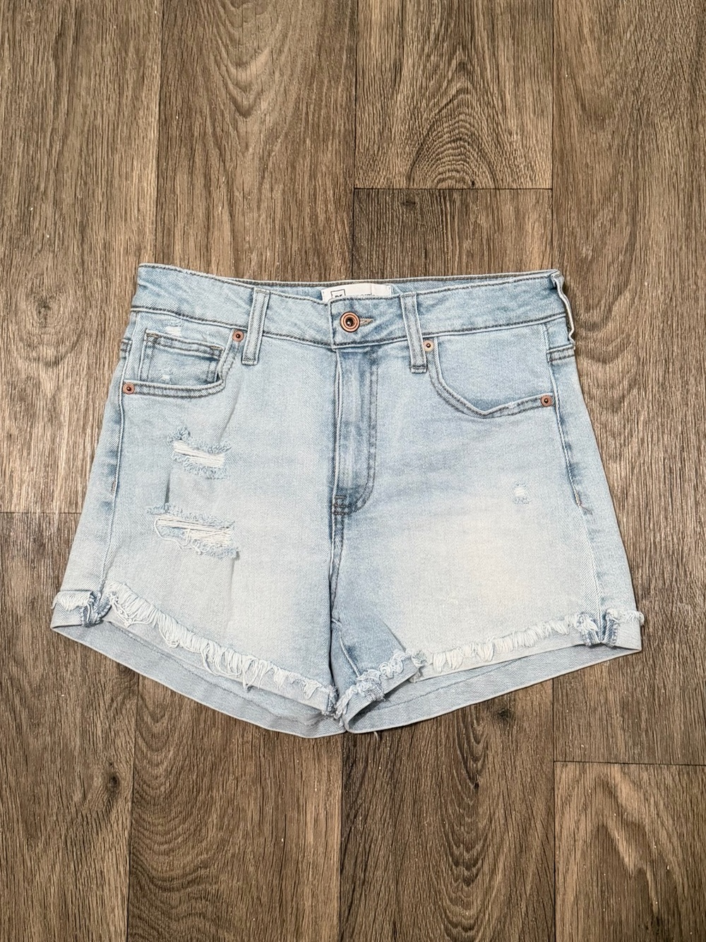 High Rise Light Blue Denim Shorts